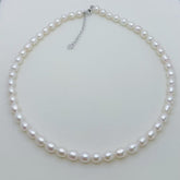 Freshwater Seedless Pearl Tear Drop Full string Necklace (6-7mm)--AFSN005